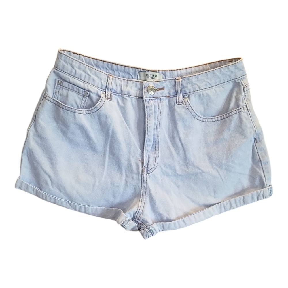 Forever 21 Blue Jean Shorts High-Waisted Relaxed Fit